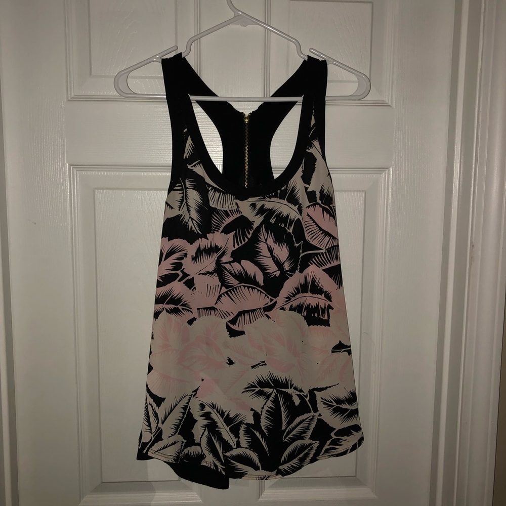Express palm leaf pink/black tank size Medium
